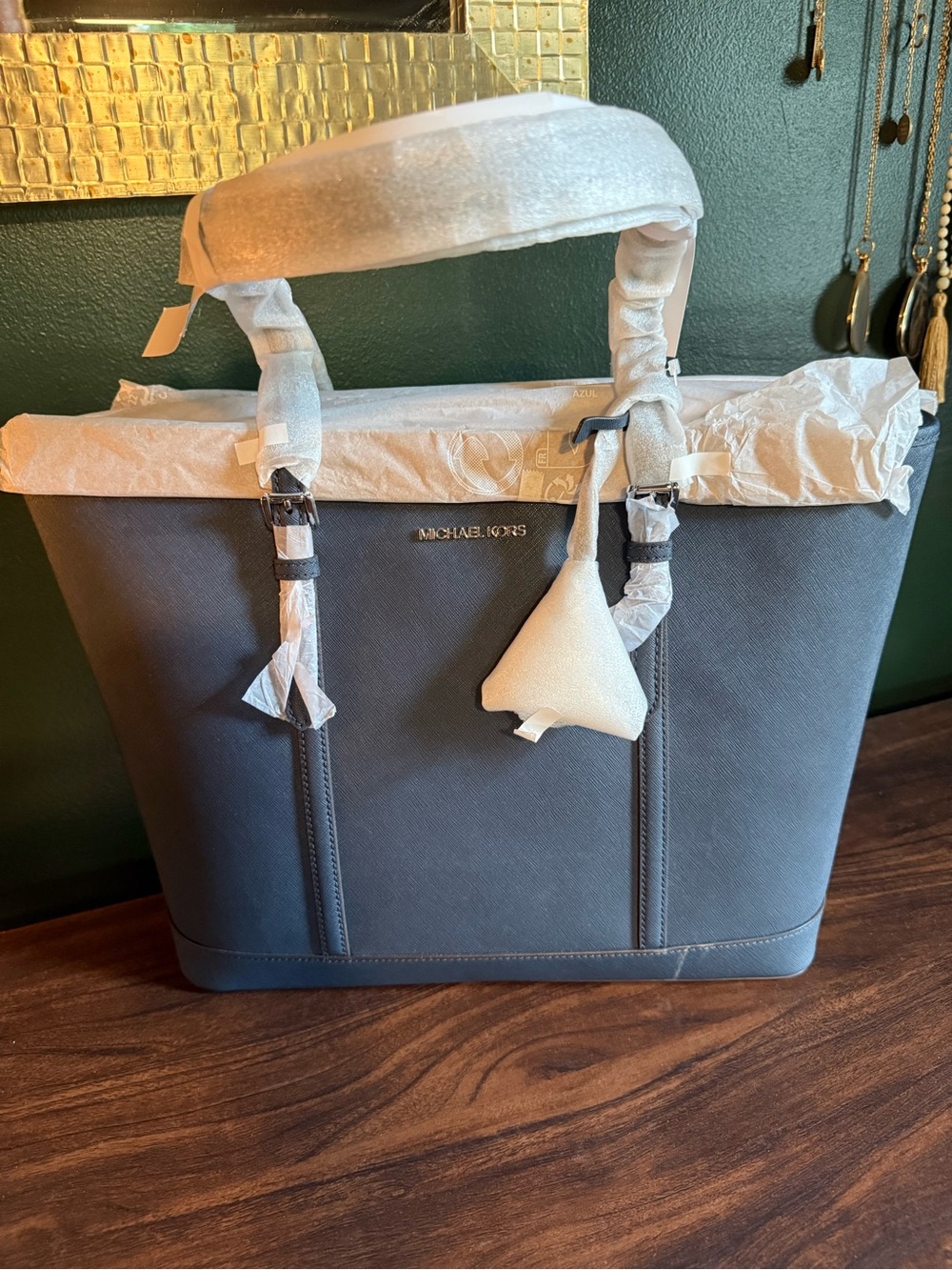 Michael Kors Slate Blue Saffiano Leather Tote